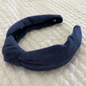 Lele Sadoughi navy blue terry cloth knotted headband good condition, worn twice
